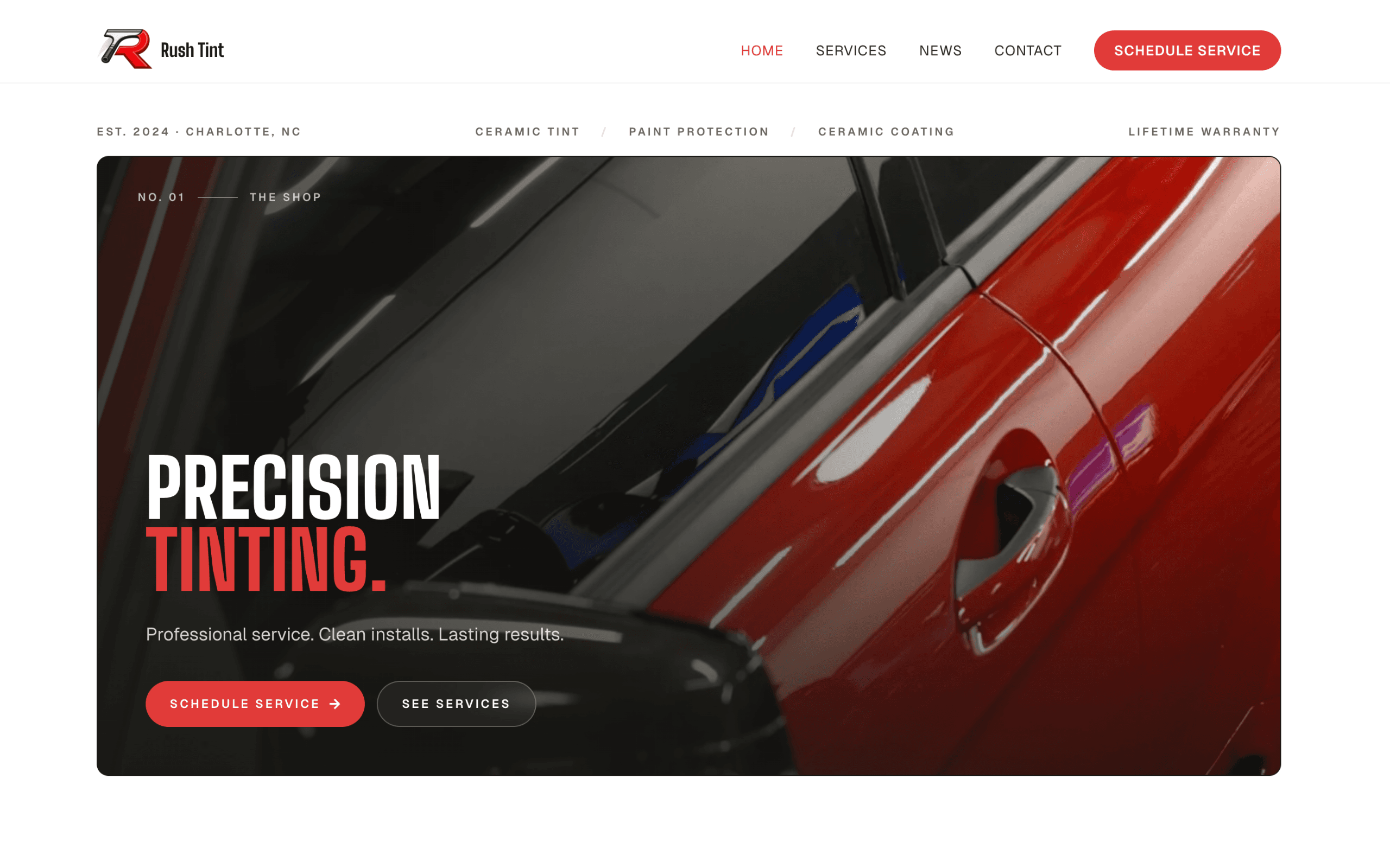 Rush Tint homepage