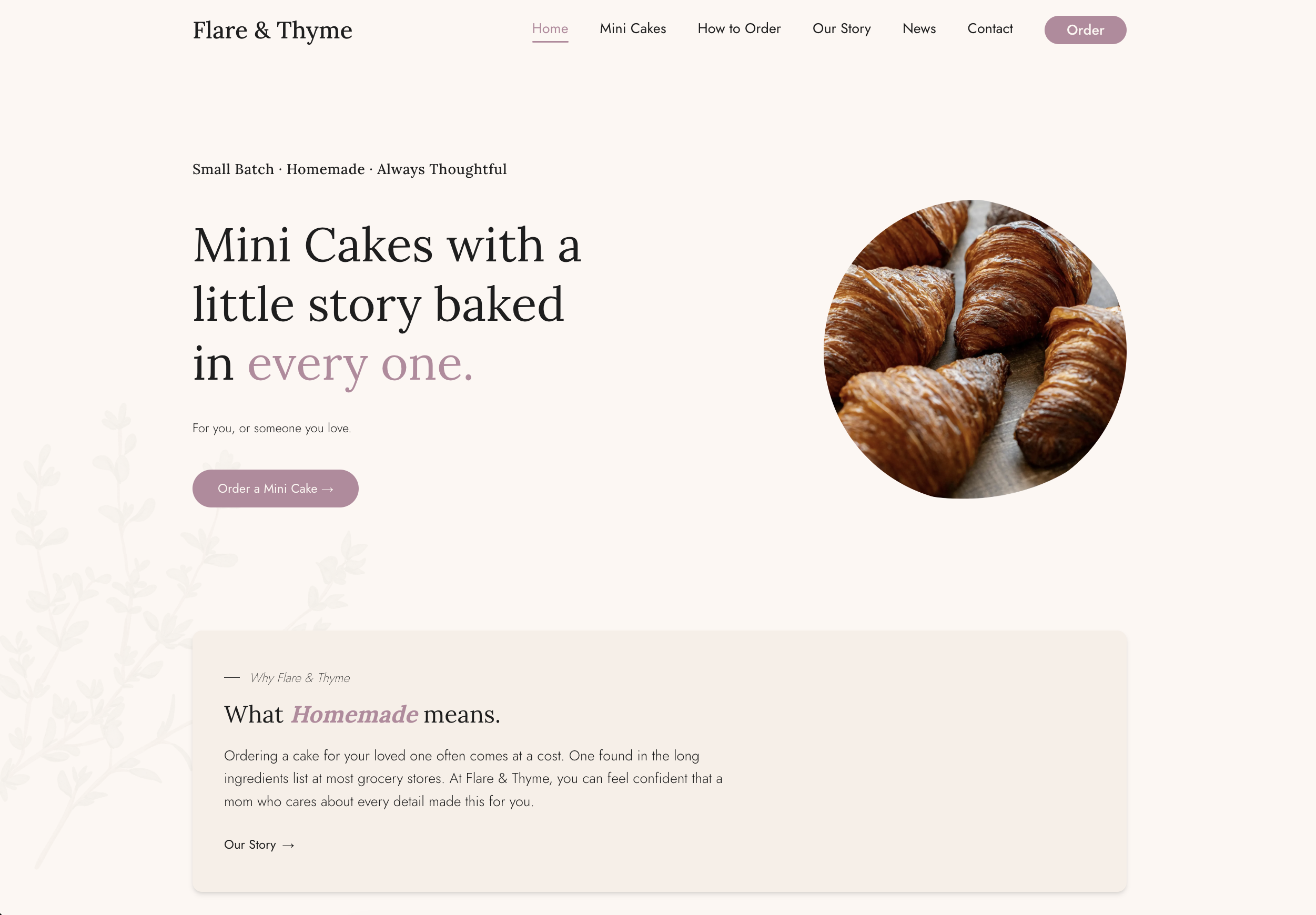 Flare & Thyme homepage