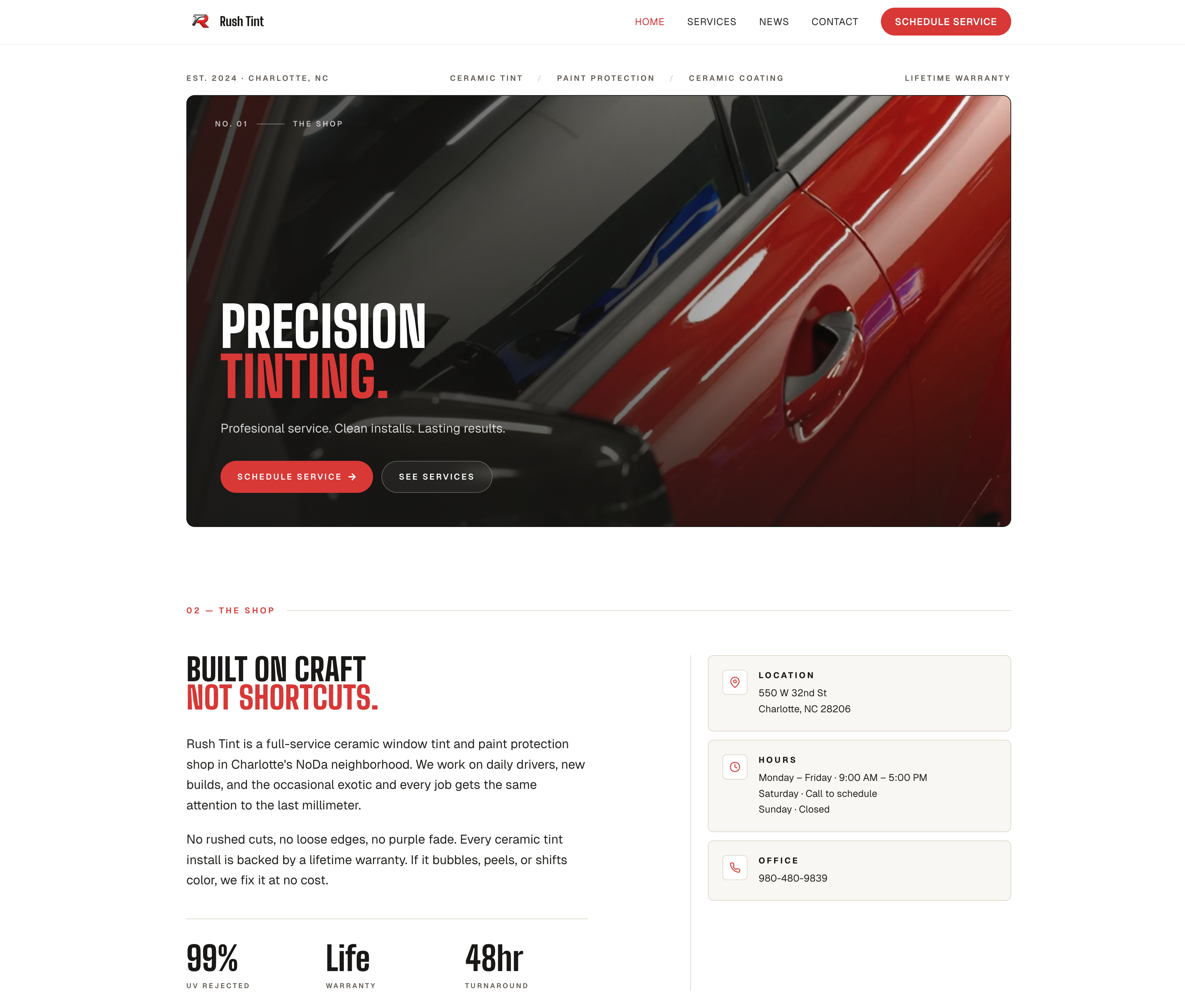 Rush Tint homepage